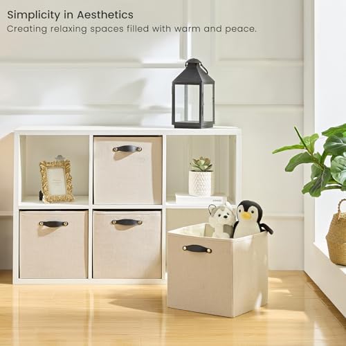 Cube Storage Bins | 11.8"x11.8"x11.8", Beige, 6 Pack