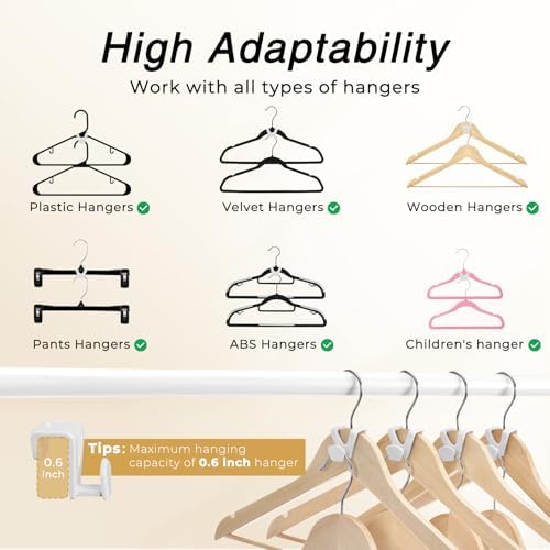 HOUSE DAY Space Saving Hanger Hooks 60 Pack, White Clothes Hanger Connector Hooks, Heavy Duty Hangers Hook Space Saver, Sturdy Hanger Connector Hook, Premium Cascading Hangers for Closet