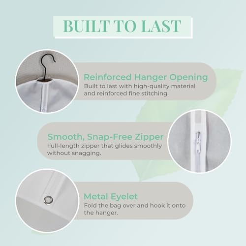 4-Pack Breathable Garment Bags for Hanging Clothes – Dust-Proof Suit & Dress Covers with Clear Window – Waterproof, Foldable Closet Storage Organizer for Coats, Gowns, and Jackets (White, 40")