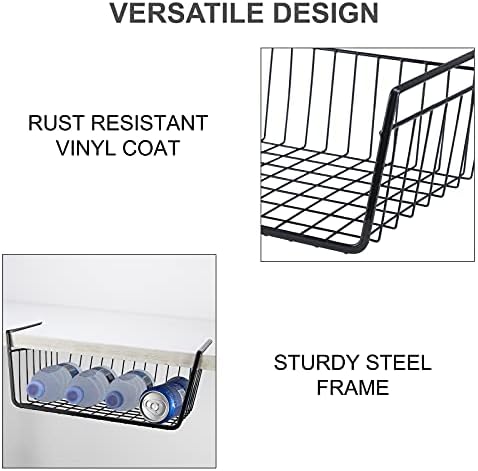 Under Shelf Basket 2 Pack Pantry Shelf Organizer White Metal Cabinet Shelf