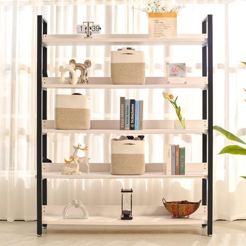 ICERZCZ 11 Inch Cube Storage Bins, Organizer Woven Cotton Rope Square Baskets for Organizing Shelves, Toys, Nursery, Off White & Brown (Pack of 3)