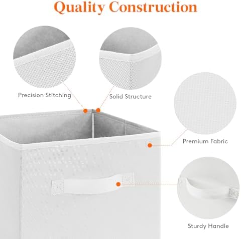 Lifewit Storage Cubes, 11 Inch Organizer Bins, 18L White, 6 Packs