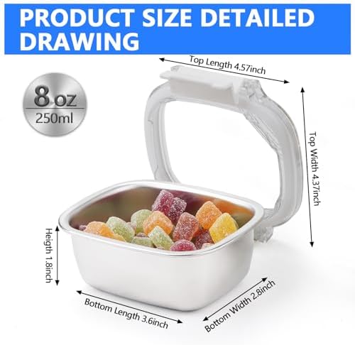 3 Piece 250ml/8.oz Stainless Steel Containers with Lids