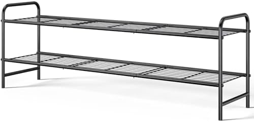 Kitsure Stainless Steel Shoe Rack Organizer, 37.3" Wide - 2 Tier, Black