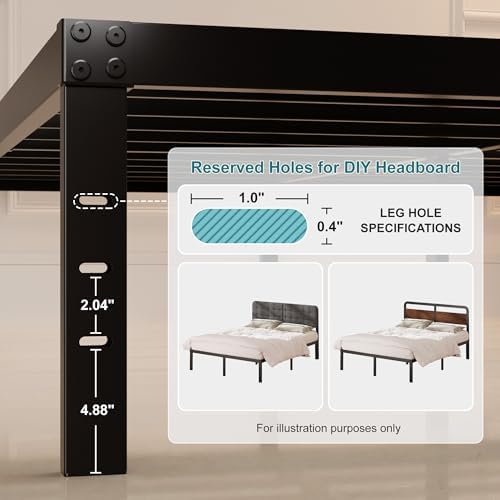 Maenizi 20 Inch King Bed Frame No Box Spring Needed Support Up to 3000 lbs