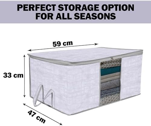 Kuber Industries Pack of 6 Non Woven Underbed Storage Organizer | Storage Bags For Clothes, Blanket | Clothes Storage Bag For with Handle & Visible Window | Jute Printed - Grey
