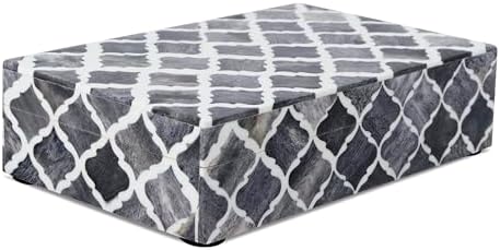 Handicrafts Home Small Decorative Storage Box with Lid, Moroccan Jewelry Keepsake Trinket Box Organizer, Wooden Coffee Table Dresser Storage Box, Gray, 8 x 5 x 2 Inch, Moroccan Collection