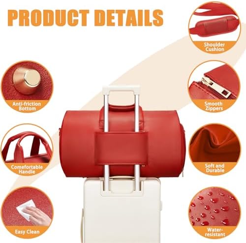 PU Leather Garment Bag, Convertible Garment Duffel Bag for Travel Mens Suit Bag 2 in 4 Waterproof Foldable Carry on Garment Bag with Shoulder Strap Weekender Bag with Shoe Pouch