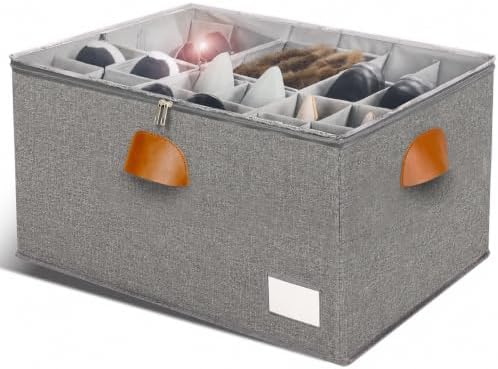 1 Pack Shoe Organizer for Closet Foldable Storage Box with Clear Cove