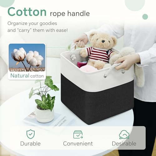 FinishingBo 11 inch Cube Storage Bin with Handles 6 Pack