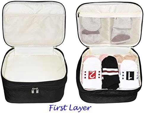 Travel Organizer Underwear Bag - Large Double Layer Packing Storage Bag – Fits Large Bra, Socks, Underpants, Cosmetic, Toiletry kit