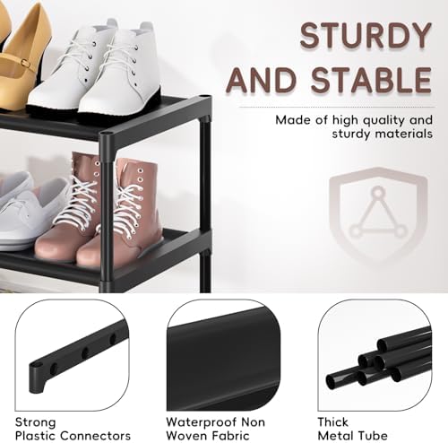 LUKYTOWER Extra Long Shoe Rack 2 Tier Wide Shoe Storage Organizer