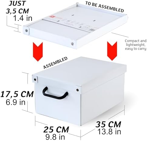 Lavatelli: Storage Box: Small - Peony - Lid & Side Handles, Decorative Cardboard Organizer, Stacks-Folds, Home-Clothes-Linen-Office, 13.8 x 9.8 x 6.9 | Floral Closet Organizer Box & Bedroom Garment Container – 25x35x17.5 cm