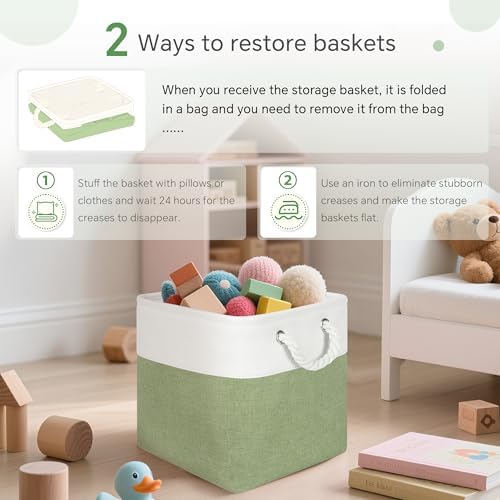 FinishingBo 11 inch Cube Storage Bin with Handles 6 Pack