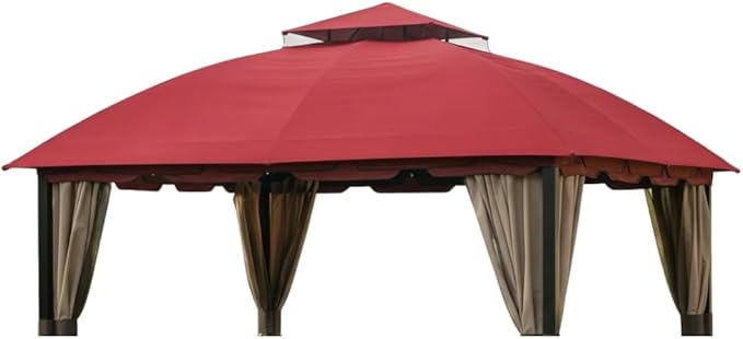 Garden Winds Reinforced RipLock 350 Replacement Canopy Top Cover Compatible with South Hampton 11' x 13' Gazebo Models L-GZ215PST-A, L-GZ659PST, 810138517, 810046339, A111011500 - Cinnabar