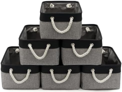 13.8x9.8x6.7 Inch Fabric Small Storage Bins with Handles 6 Pack