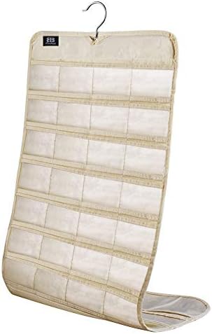 BB Brotrade Hanging Jewelry Organizer,Accessories Organizer,80 Pocket Organizer for Holding Jewelries（Beige）