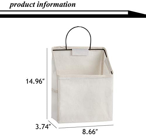 2 Pcs Wall-hanging Storage Bags,Desktop Organizer Basket Cotton Linen Hanging Storage Basket for Kitchen,Bderoom,Living Room-Plant