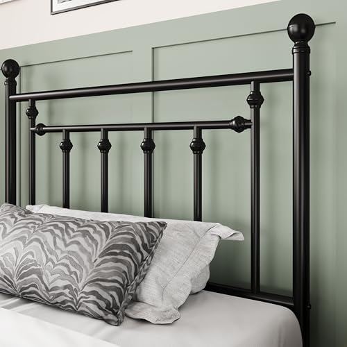 Allewie 14'' Twin Size Metal Platform Bed Frame, Vintage Headboard, Black