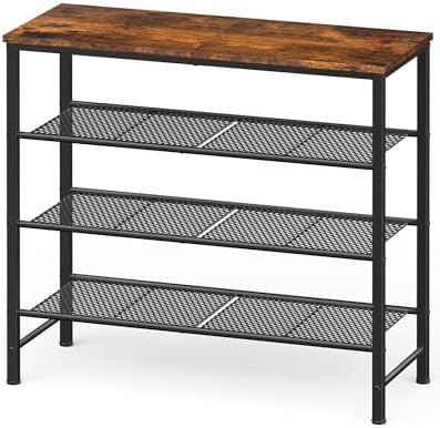 Kitsure Wooden Top Shoe Rack for Entryway, 29.5" x 11.4" x 24.8", Brown