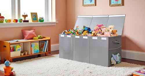 Kids Toy Box Chest with Lid - Extra Large 40 x16 x14'', Grey