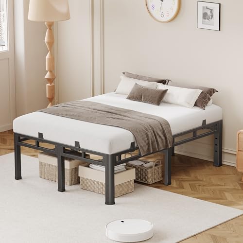 20 Inch Queen Size Bed Frame,Double Layer Heavy Duty Metal Platform Tall