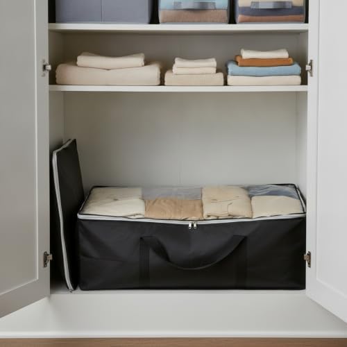 Under Bed Storage Bag with Handles Polyester Organizer for Quilts and Off-Season Clothes 39.4 x 19.7 x 5.9 Inches (1 PC)