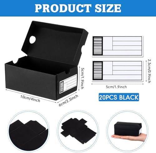 Fullhawl 20 Sets Mini Shoe Boxes for Party Favors with Label, Black