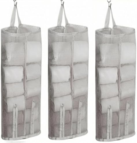 Hanging Sock Storage Bag,Sock Underwear OrganizerWall Mount Multifunctional Bag,Saver Kitchen Storage Holder,Hanging Closet Organizer,for Storing Socks Ties Plastic Bag 3PCS (Grey)