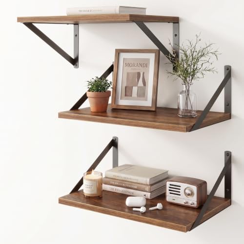 Floating Shelves 16 Inch Long, Set of 3, 10 Inch Deep Wall Shelves