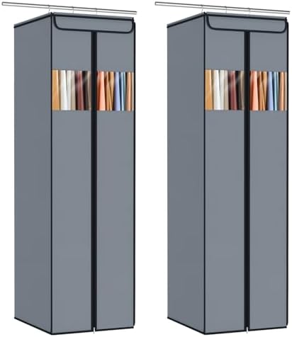 Zilink Extra Long Garment Bags for Gowns 65" Gown Bags for Long Dress with Clear Window Space Saving Formal Dress Bag for Long Dresses, Winter Coat, Trousers, Fur, Grey, 2-Pack