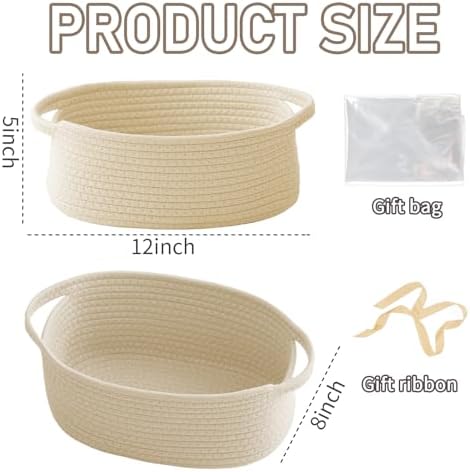JMvicyroam Small Woven Basket, Empty Gift Basket, Beige/3 Pack