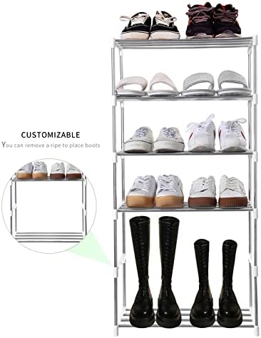 Stackable Small Shoe Rack, Entryway, Hallway and Closet (4-Tier, White)