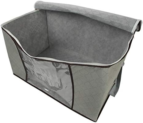 Szxc 2 Pack Foldable Large Storage Bags - Horizontal + Erect for Comforter Blanket Quilt Clothes Pillow, Clear Window & Handles, Closet Under Bed Organizer