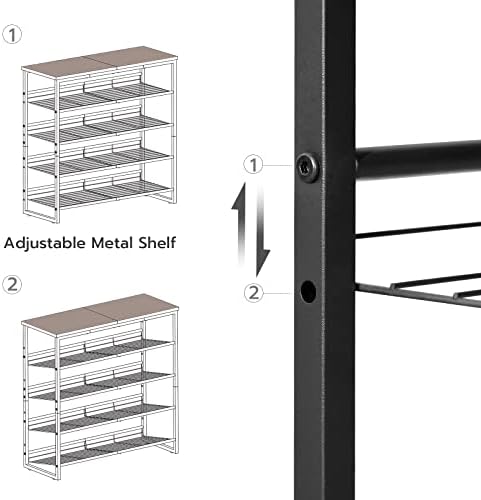 HOOBRO Shoe Rack, 5 Tier Shoe Organizer for Front Door Entrance, Shoe Shelf with Adjustable Tilt Angle, Holds 16-20 Pairs, for Entryway, Garage, Closet, Rustic Brown and Black BF08XJ01