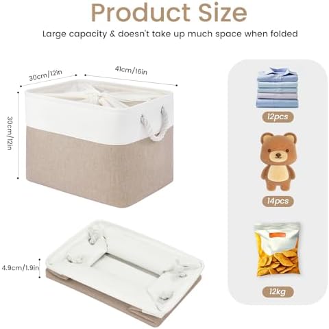 16x12x12 In Foldable Fabric Large Storage Bins with Handle 3 Pack