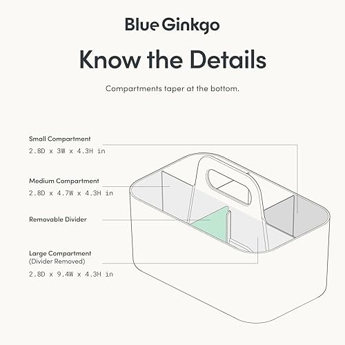 BLUE GINKGO Stackable Organizer Caddy, Rectangle, Blue, Made in Korea
