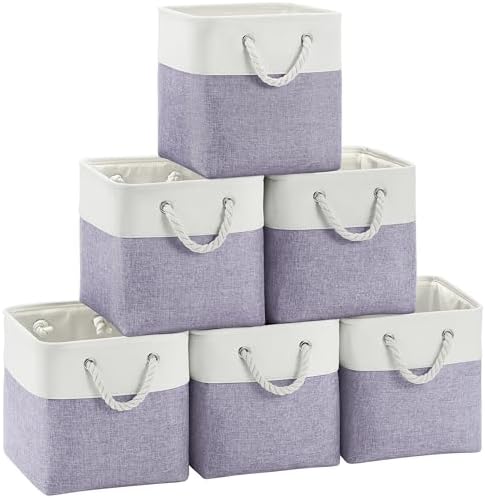 FinishingBo 11 inch Cube Storage Bin with Handles 6 Pack