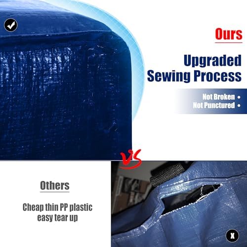 Cosy Family 8 Pack Heavy Duty Extra Large Moving Bags with Backpack Straps - Strong Handles & Zippers, Storage Totes For Space Saving, Fold Flat, Alternative to Moving Box (Set of 8, Blue)