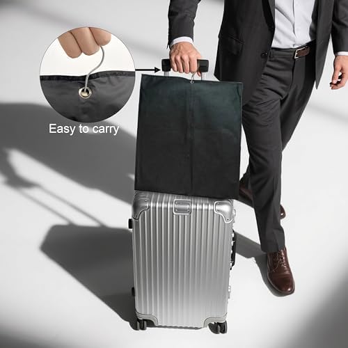 60" Dress Bags for Gowns Long, Garment Bags for Hanging Clothes with Clear Window, Foldable Suit Bag Cover for Travel and Storage (Black)