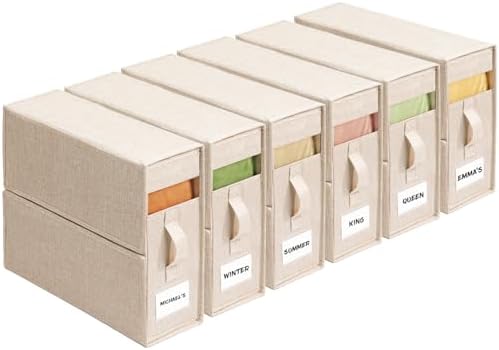 Sheet Organizers and Storage for Linen Closet, 6Pack Beige