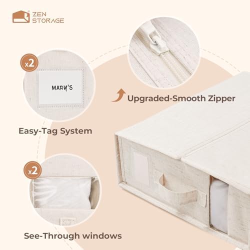 Cotton Linen Sheet Organizers and Storage, 4Pack Off-White