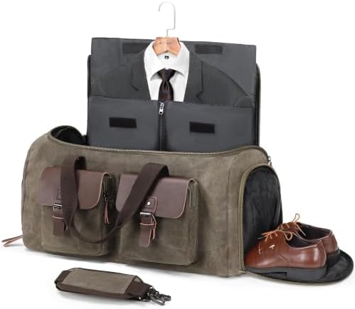 Wildroad Garment Bags for Travel - Canvas Duffle Bag with Shoe Compartment