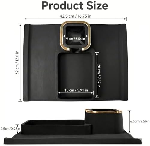 Silicone Recliner Cup Holder & Couch Caddy | Weighted Recliner Arm Caddy Tray, Anti-Spill Armchair Caddy with Cup Holder, Fits Flat Arms 6"+, Black