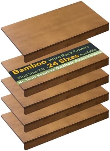 Gashell Wire Shelf Covers, Bamboo Wire Rack Covers for Pantry, Closet (5pcs, 28" W x 12" D)
