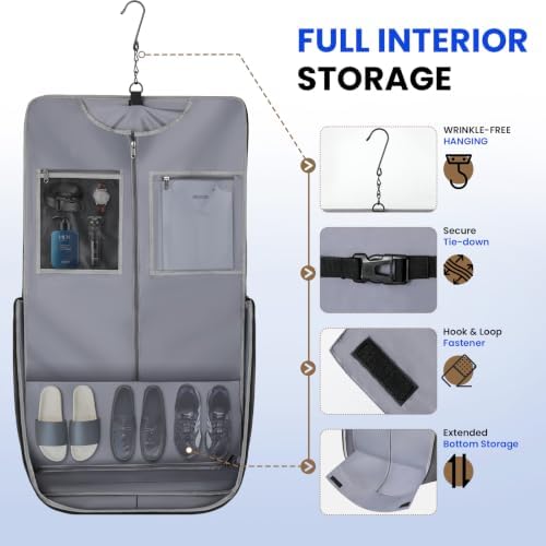 Modoker Carry On Garment Bags for Travel Hanging Clothes Suit Bag Luggage Organizer, Foldable Suit Carrier Gift for Men Women