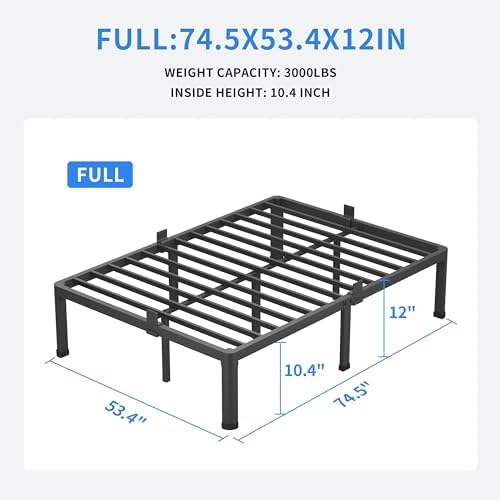 MAF 12 Inch Full Size Metal Platform Bed Frame with Round Corner Legs