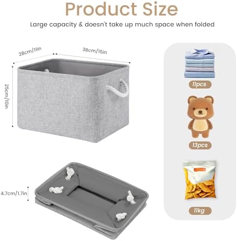15x11x10 In Foldable Fabric Large Storage Bins with Handle 1 Pack