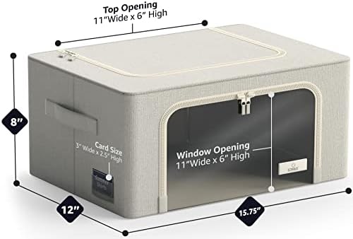 Sorbus Clothes Storage Bins, Clear Window & Handles (4 Pack, Beige)