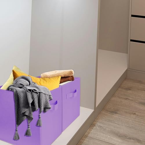 3 Pcs Storage Cubes, 10.5 Inch Collapsible Storage Bins, Fabric Foldable Bins for Organization, Durable Storage Bins for Closet, Shelves, Offices (Light Purple)